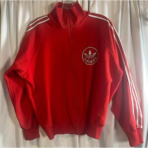 Vintage Adidas Track Suit Jacket (80s-90s) Size large Red and White